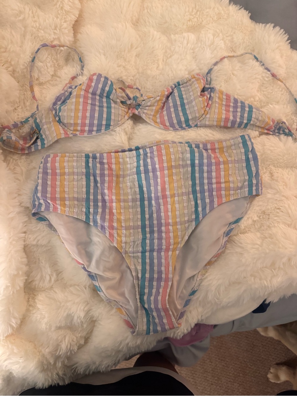 J. Crew Pastel Rainbow Striped Bikini Set